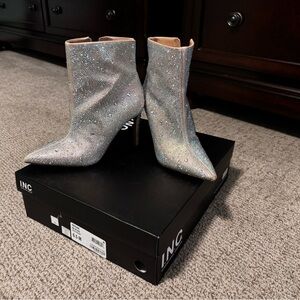 Aurora Borealis Rhinestone Champagne Pointed Toe INC Reisa Booties